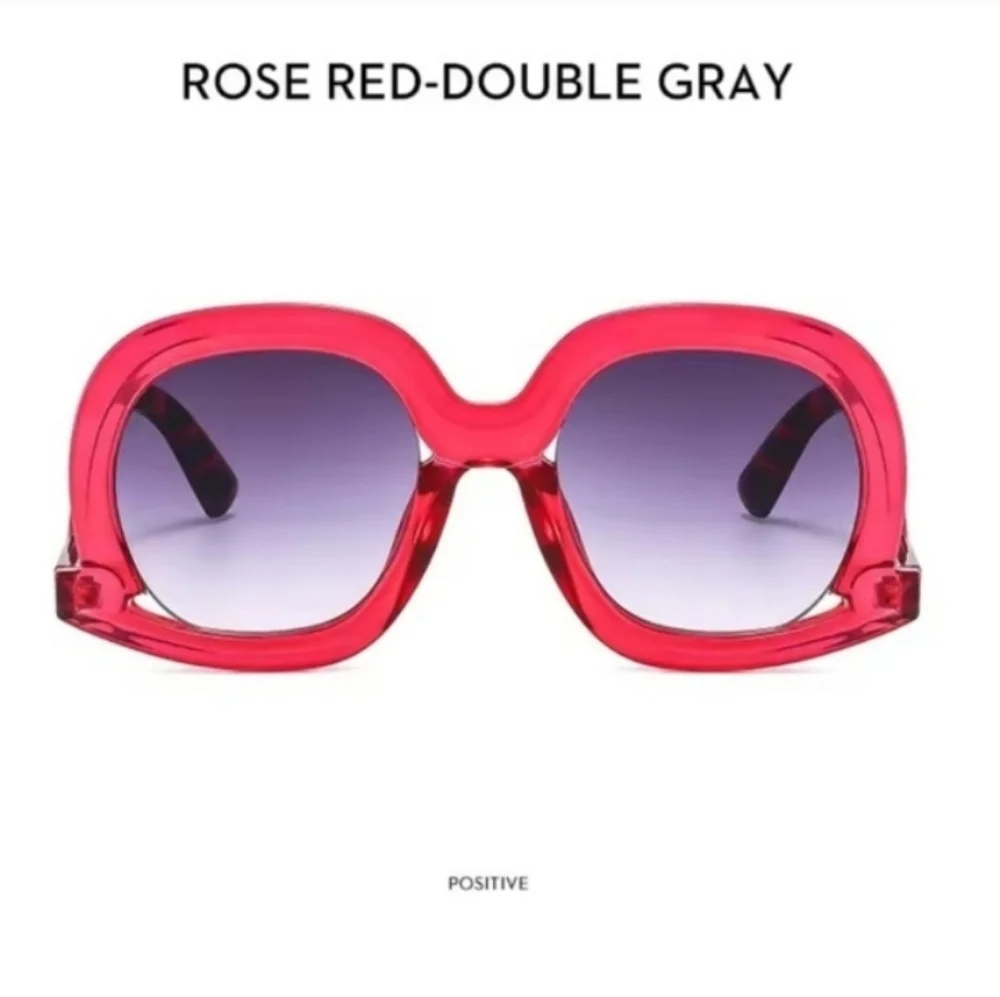Womens Red Oval Gradient Lens With Tortoiseshell Temple Sunglasses